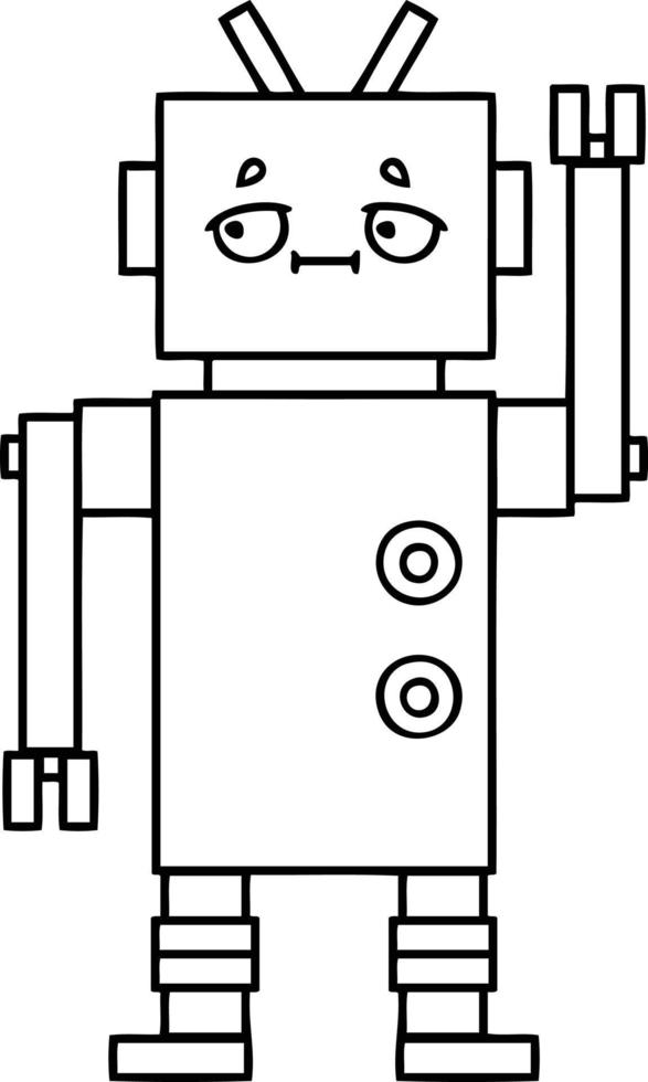 line drawing cartoon robot vector