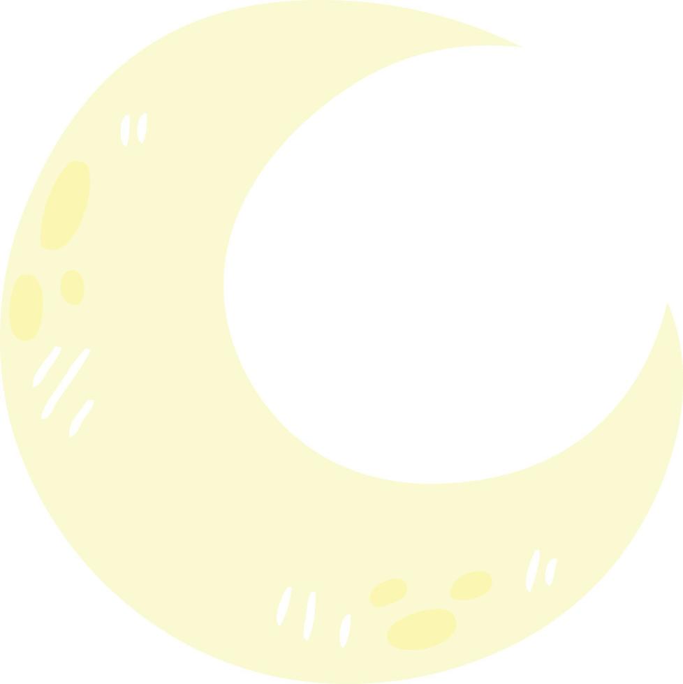 quirky hand drawn cartoon crescent moon vector