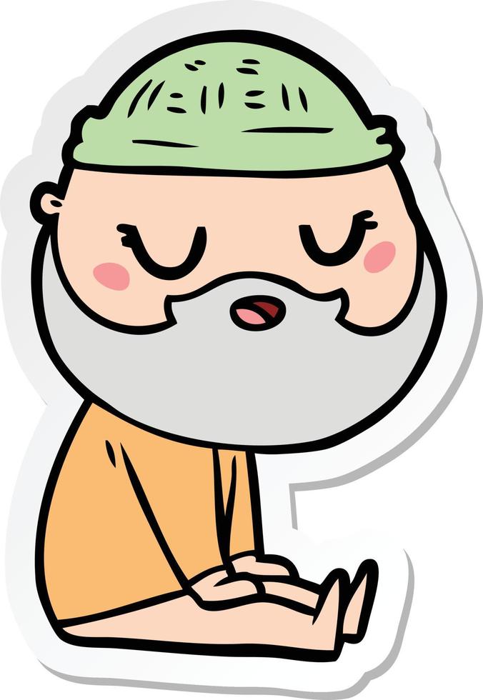 sticker of a cartoon man with beard vector