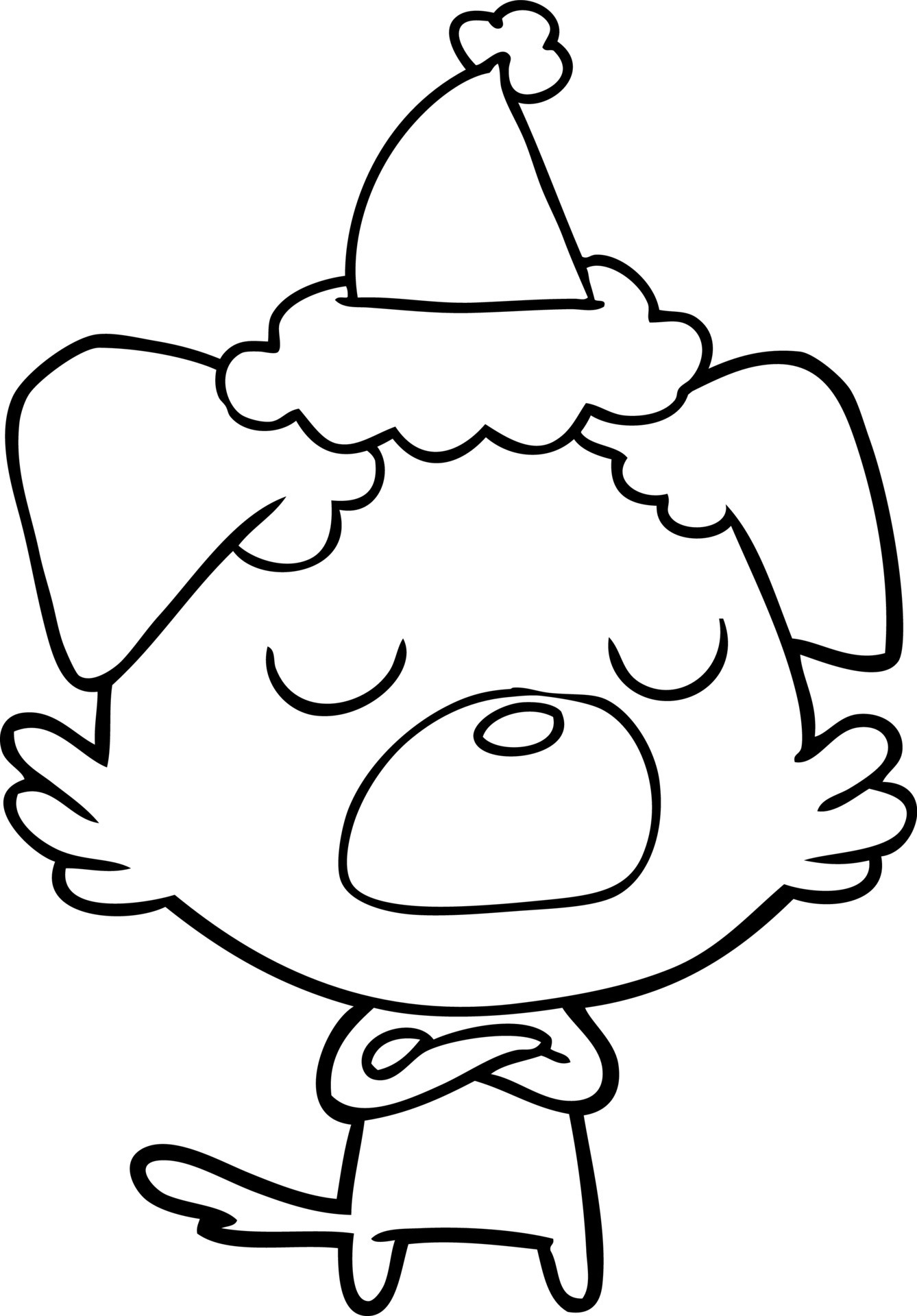 line drawing of a dog wearing santa hat 10673600 Vector Art at Vecteezy