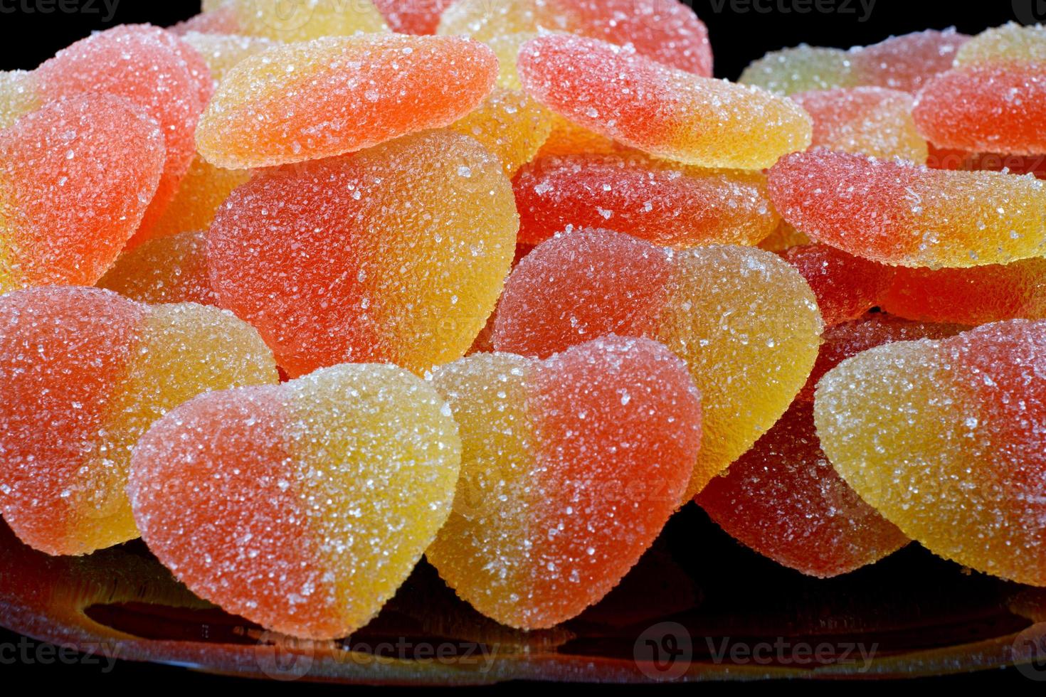 A lot of marmalade hearts. Marmalade candy in the form of a heart. photo