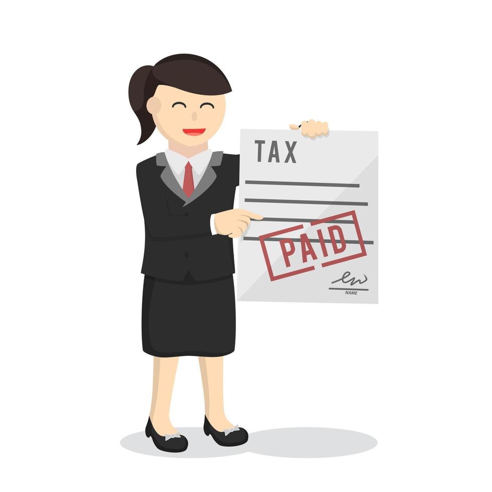 business woman secretary paid the tax design character on white background vector
