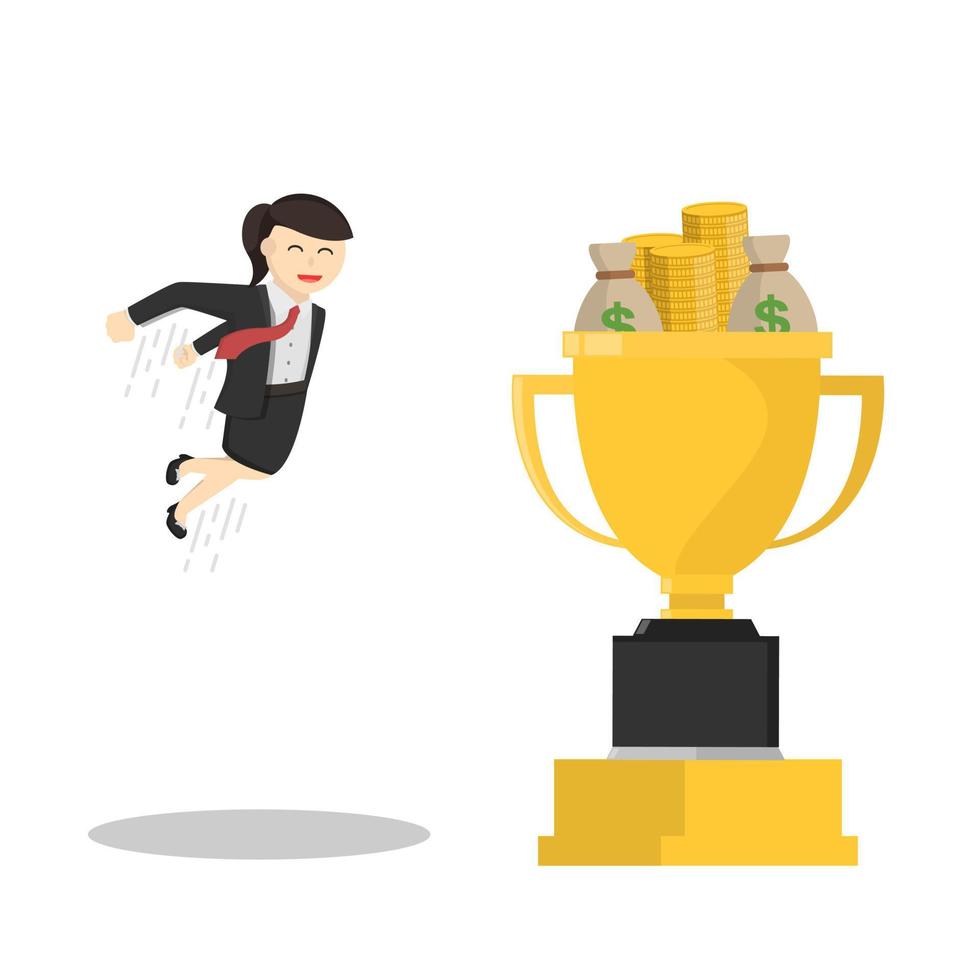 business woman high jump to get wealth vector