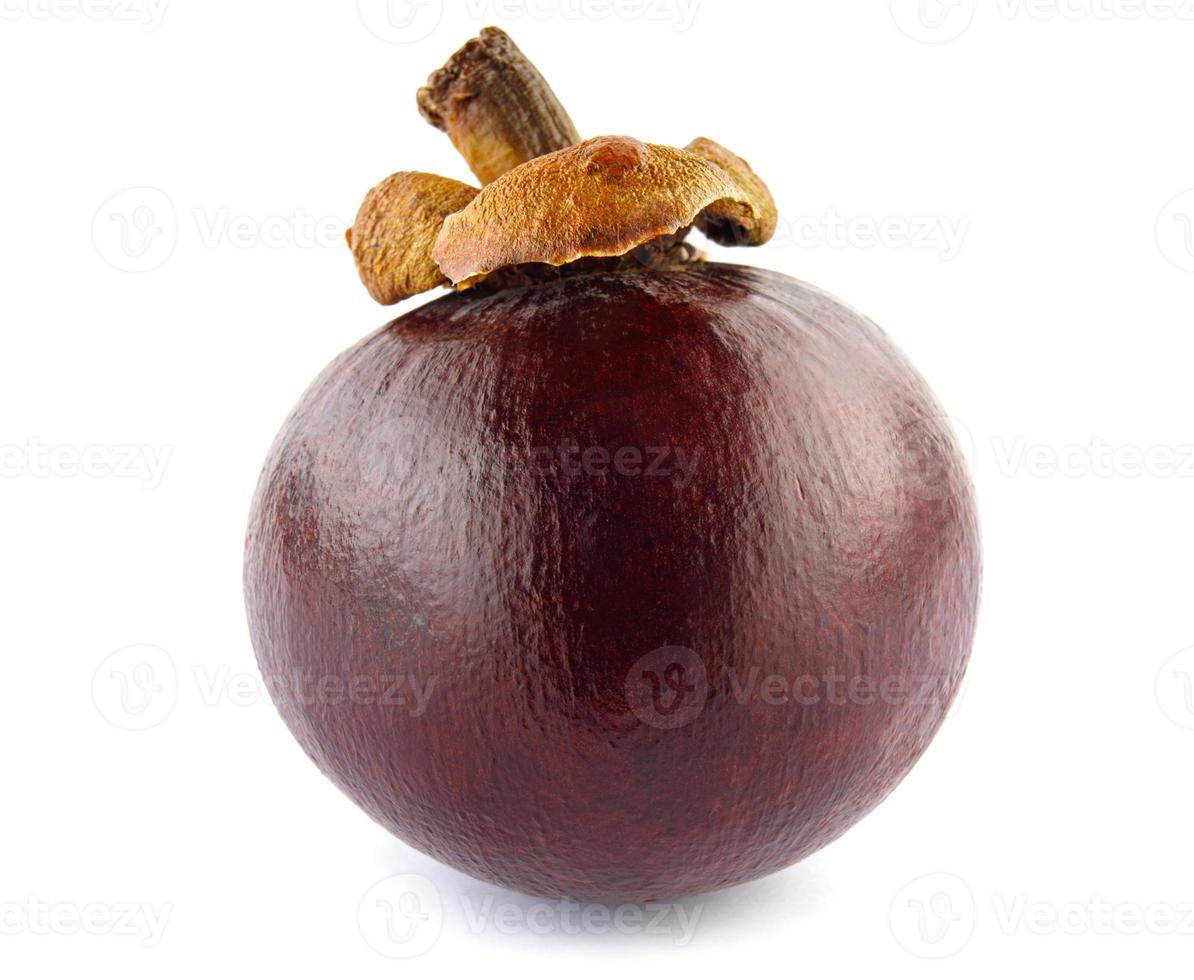 Mangosteen isolated on white background. Ripe mangosteen. photo