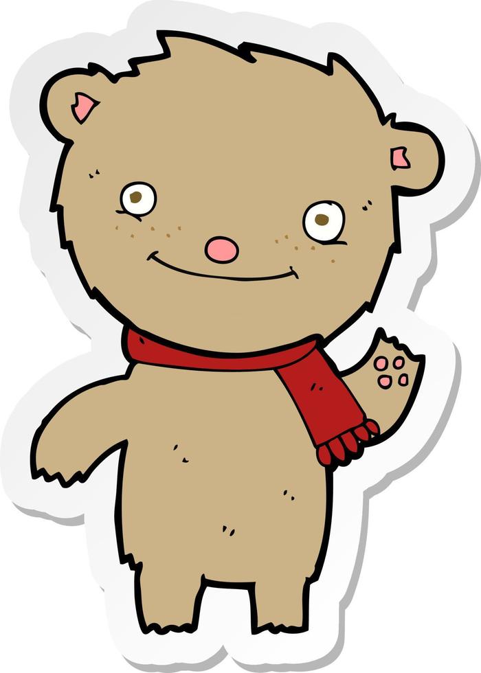 sticker of a cartoon cute teddy bear vector