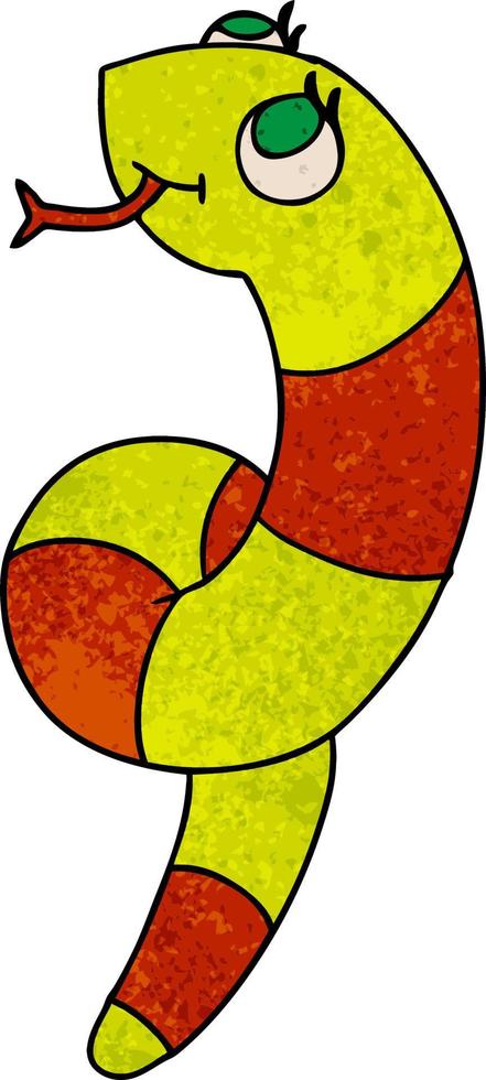 textured cartoon kawaii of a cute snake vector