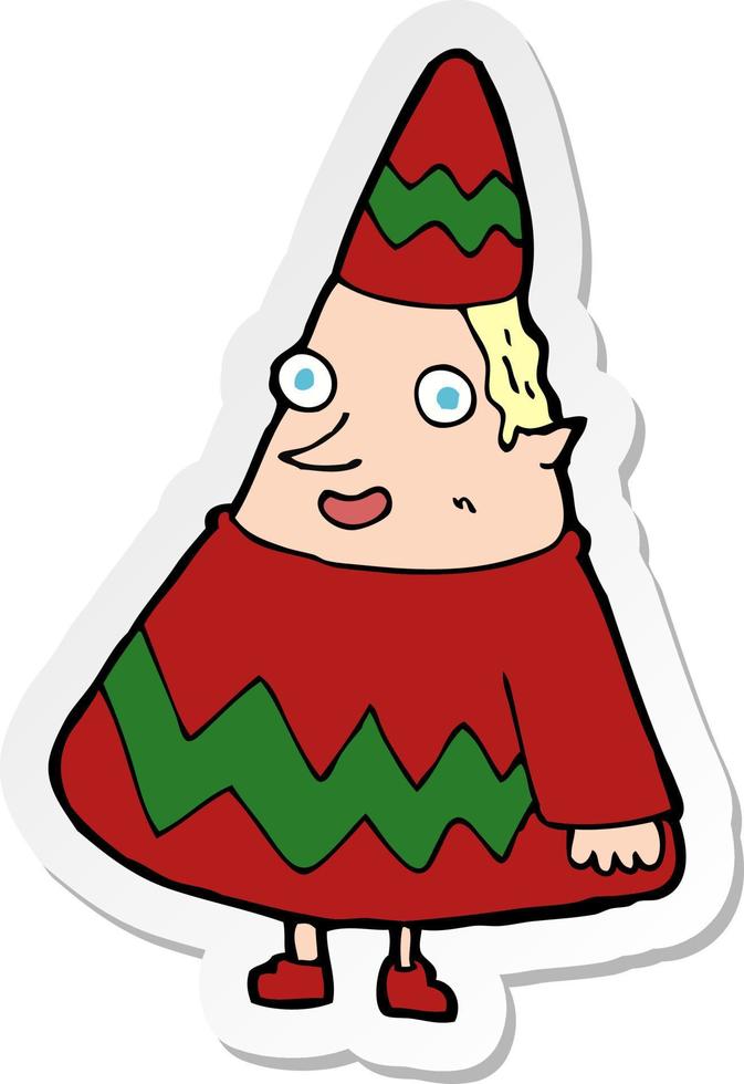 sticker of a cartoon elf vector