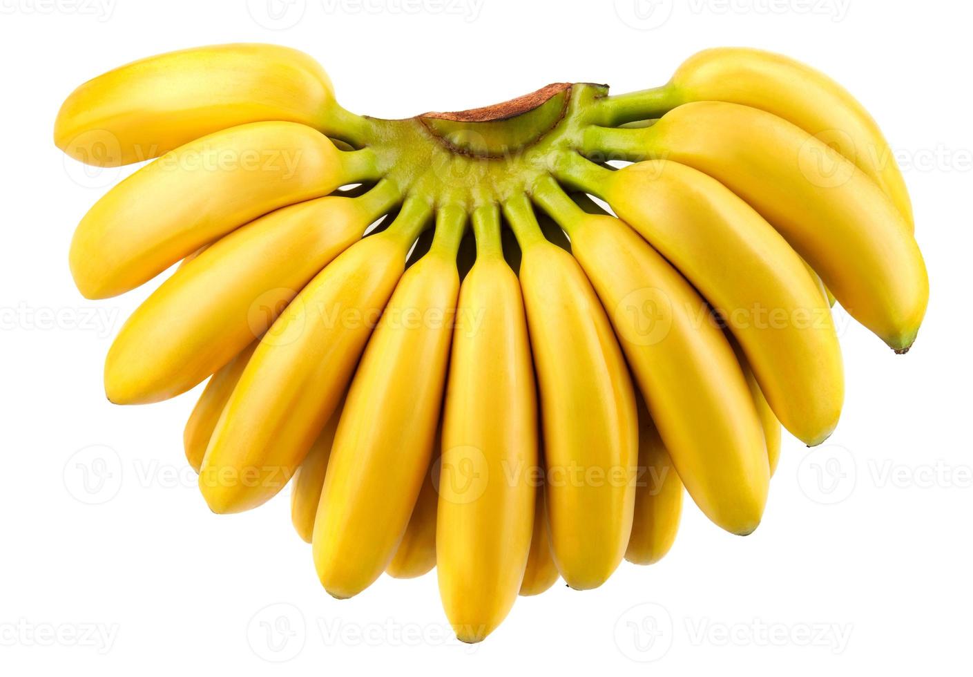 racimo de plátanos aislado en el camino de recorte de fondo blanco foto