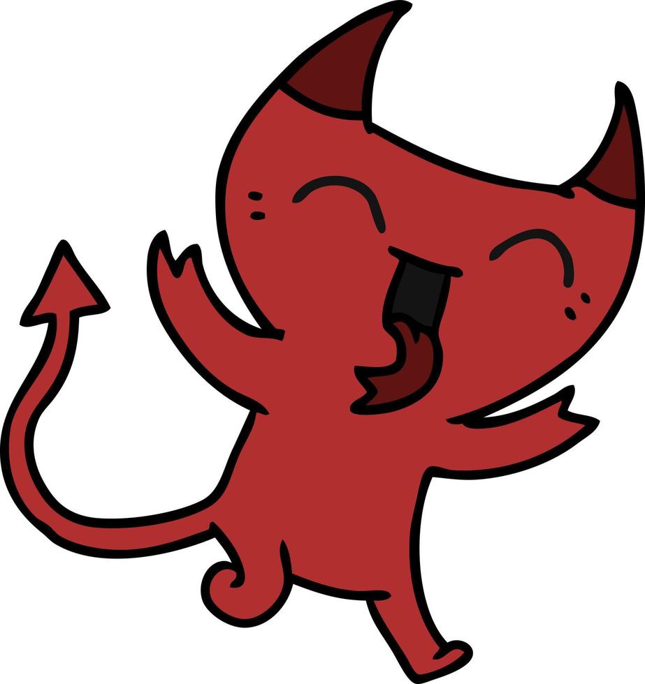 cartoon of cute kawaii red demon vector