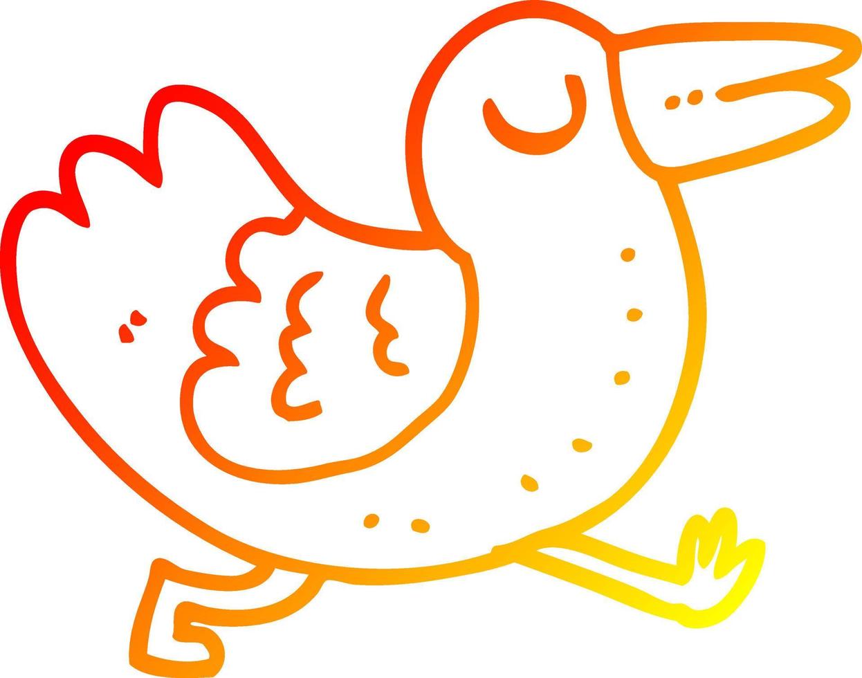 warm gradient line drawing cartoon bird vector