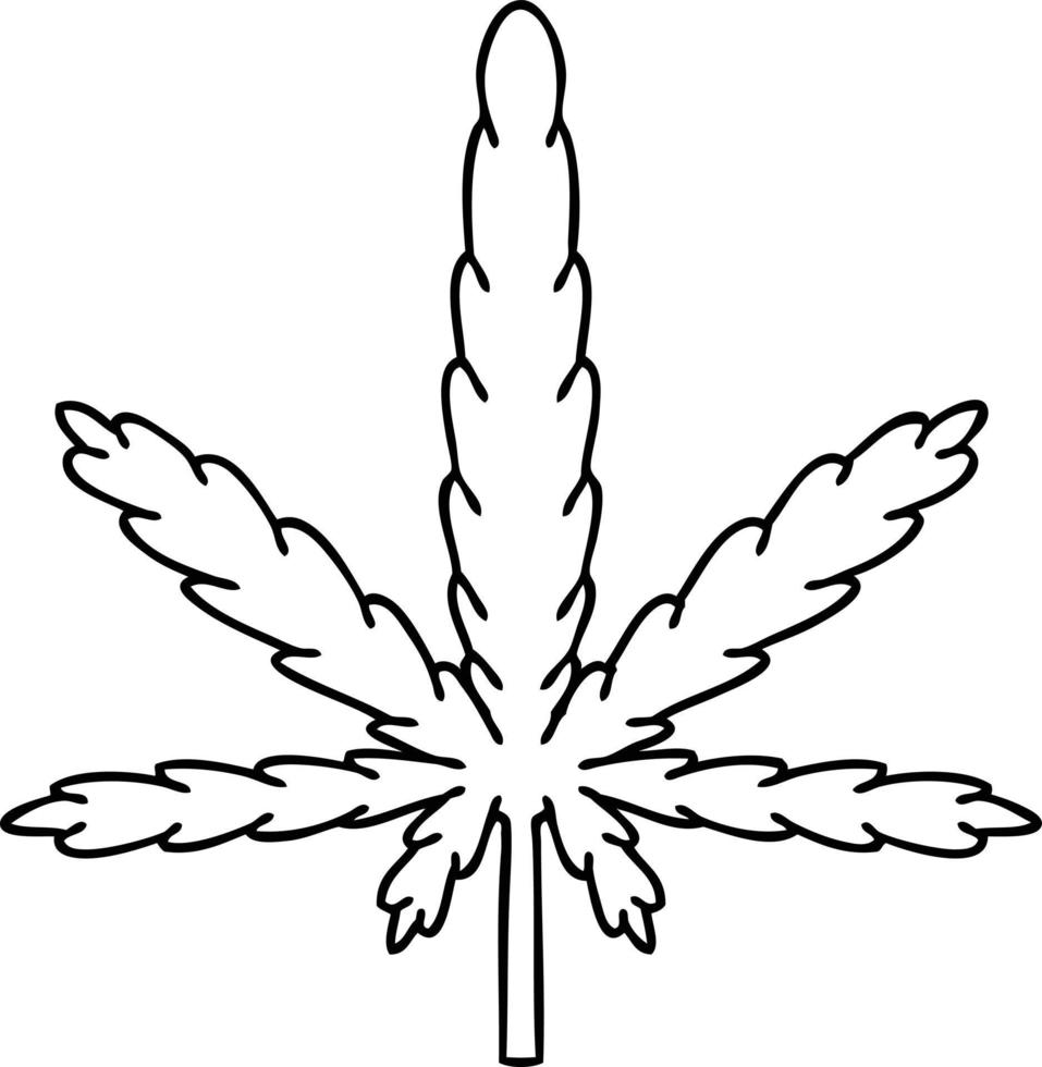 quirky line drawing cartoon marijuana vector