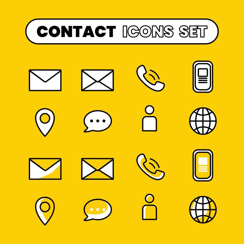 Contact icons set flat line vector