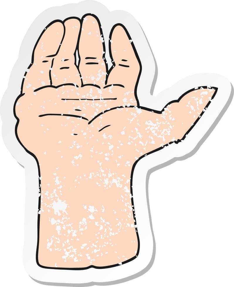 retro distressed sticker of a cartoon open hand vector