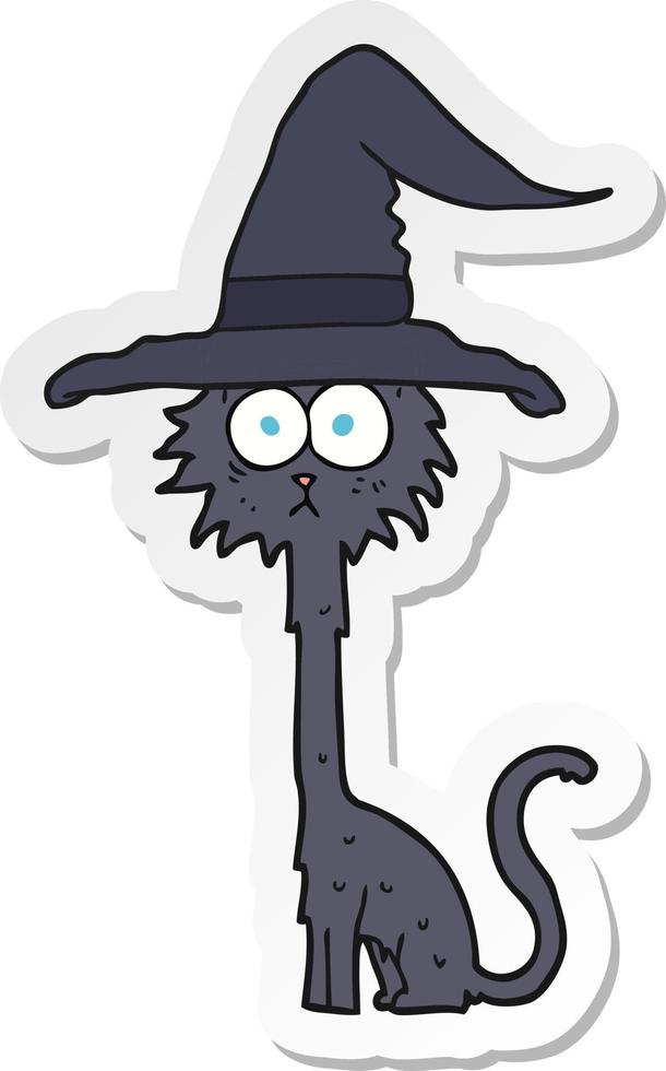 sticker of a cartoon halloween cat vector