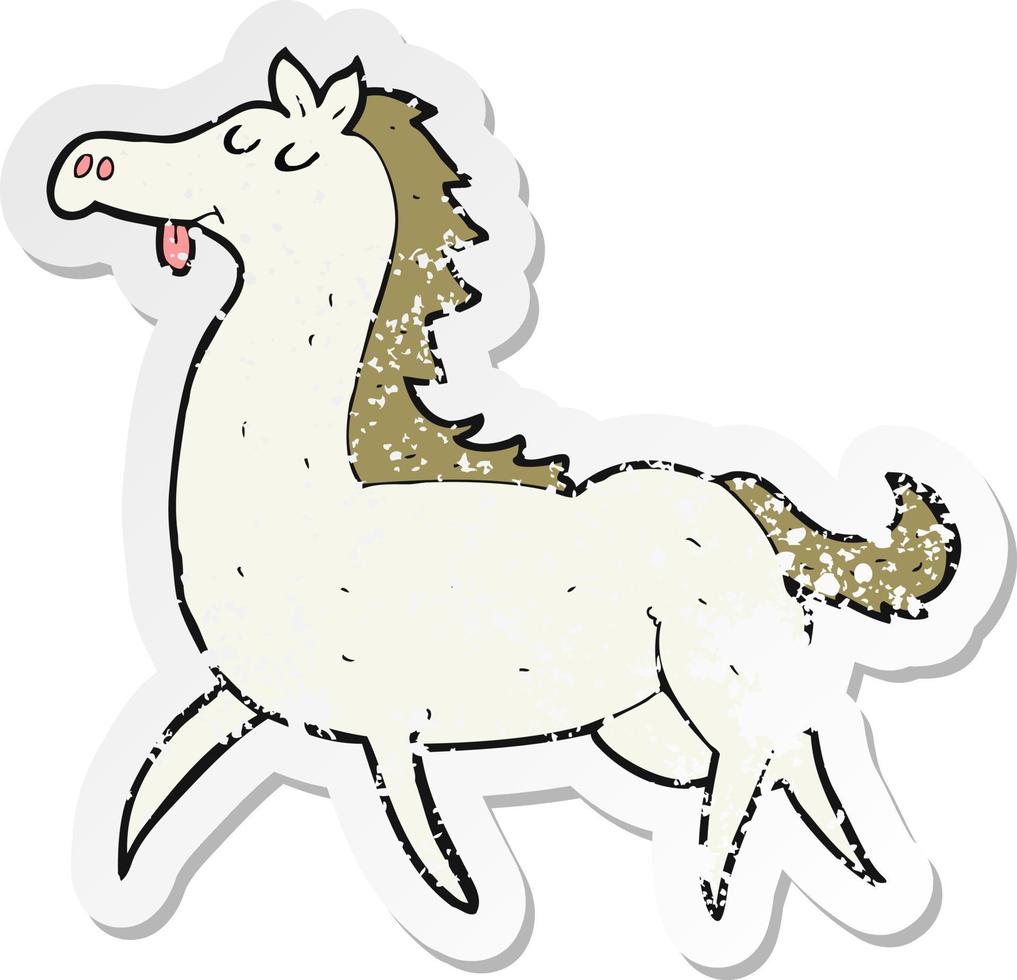 retro distressed sticker of a cartoon horse vector