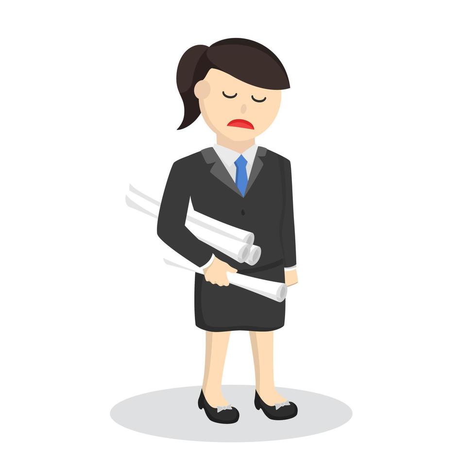 business woman secretary feel not excited design character on white background vector