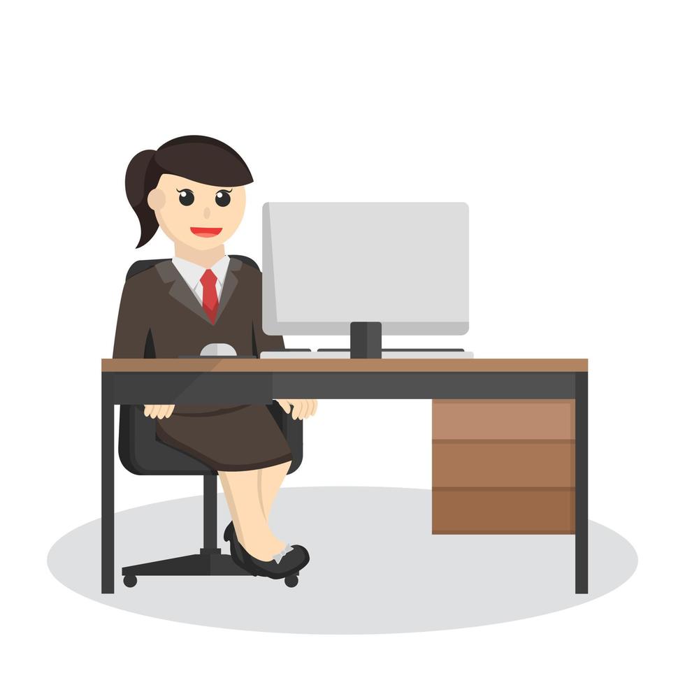 business woman.work on table design character on white background vector