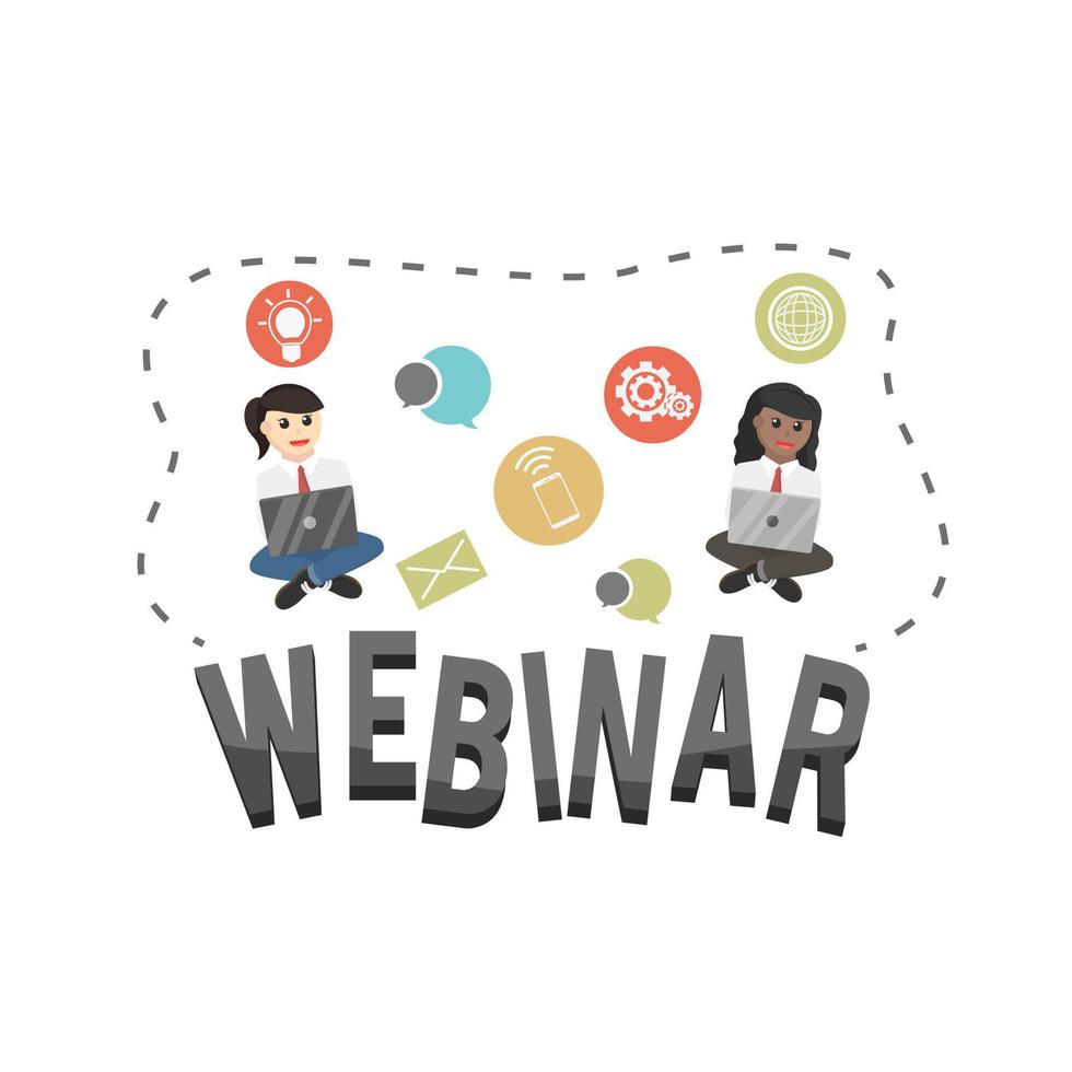 business woman secretary webinar design character on white background vector