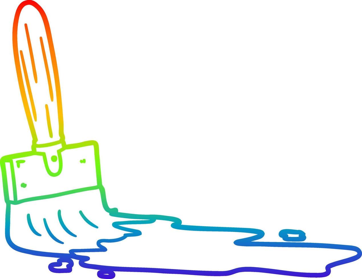 rainbow gradient line drawing cartoon paint brush vector