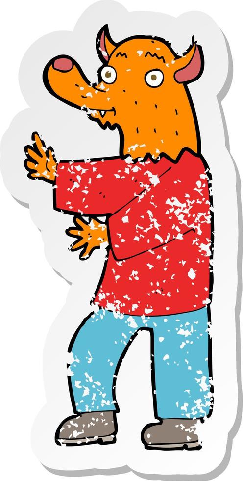 retro distressed sticker of a cartoon fox vector
