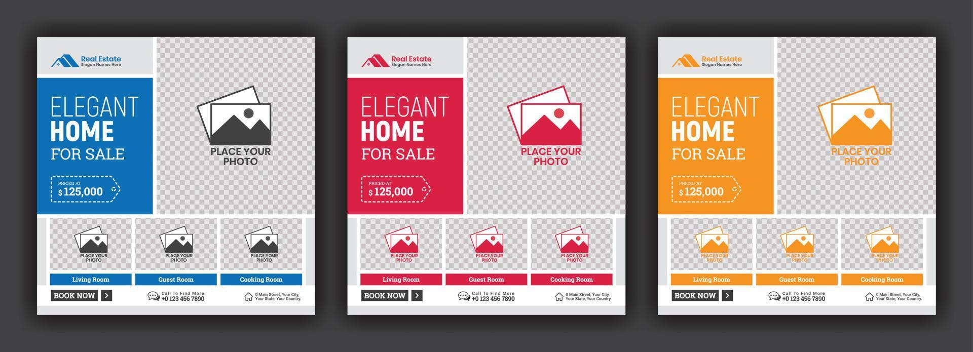 Real Estate Home Sale Social Media Post Banner Template Editable Layout vector