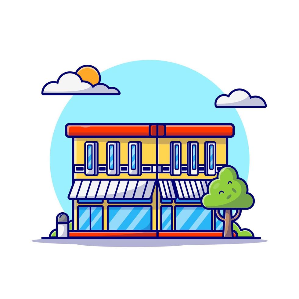 Street Cafe Building Cartoon Vector Icon Illustration. Business  Building Icon Concept Isolated Premium Vector. Flat Cartoon  Style