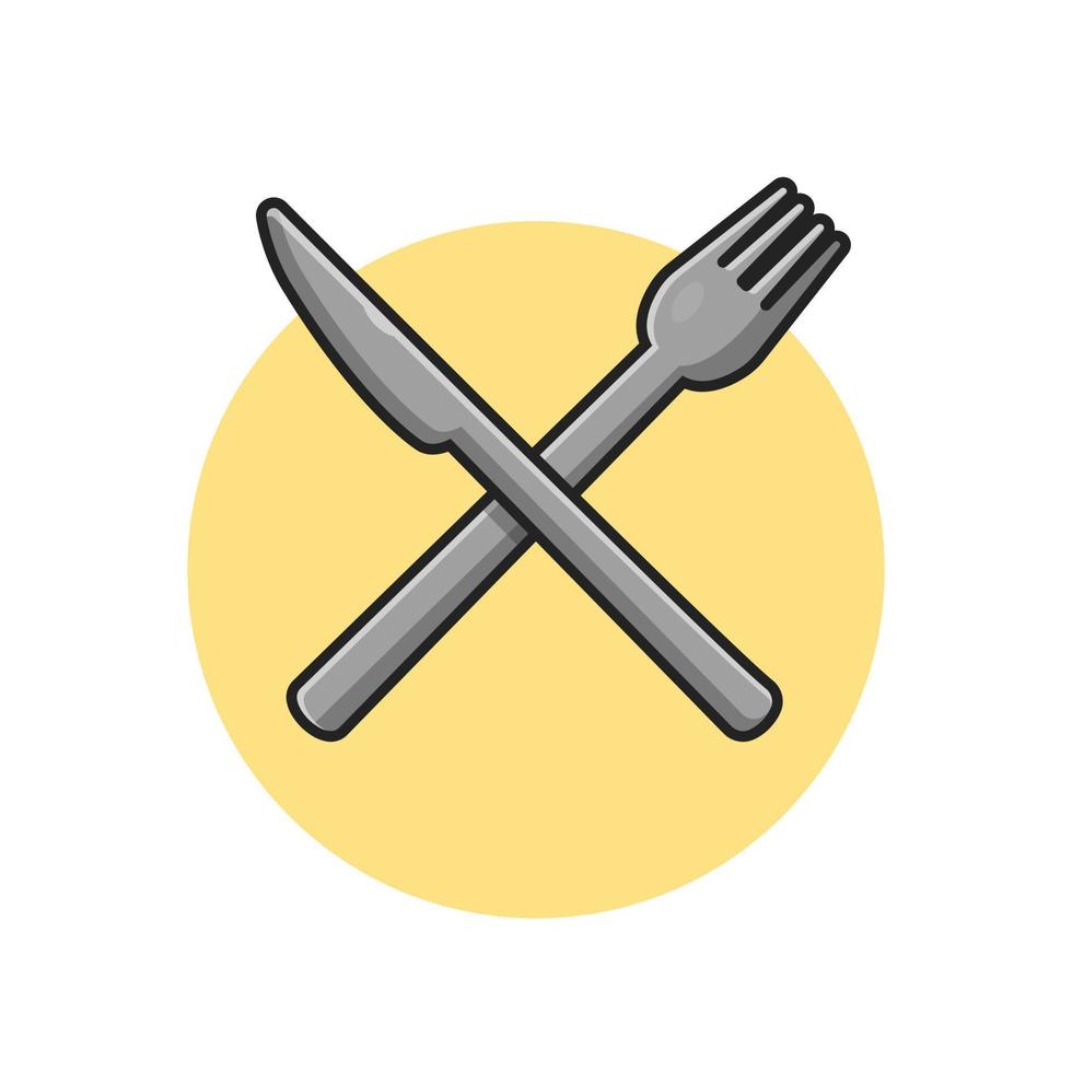 Fork And Knife Cartoon Vector Icon Illustration. Food Object  Icon Concept Isolated Premium Vector. Flat Cartoon Style