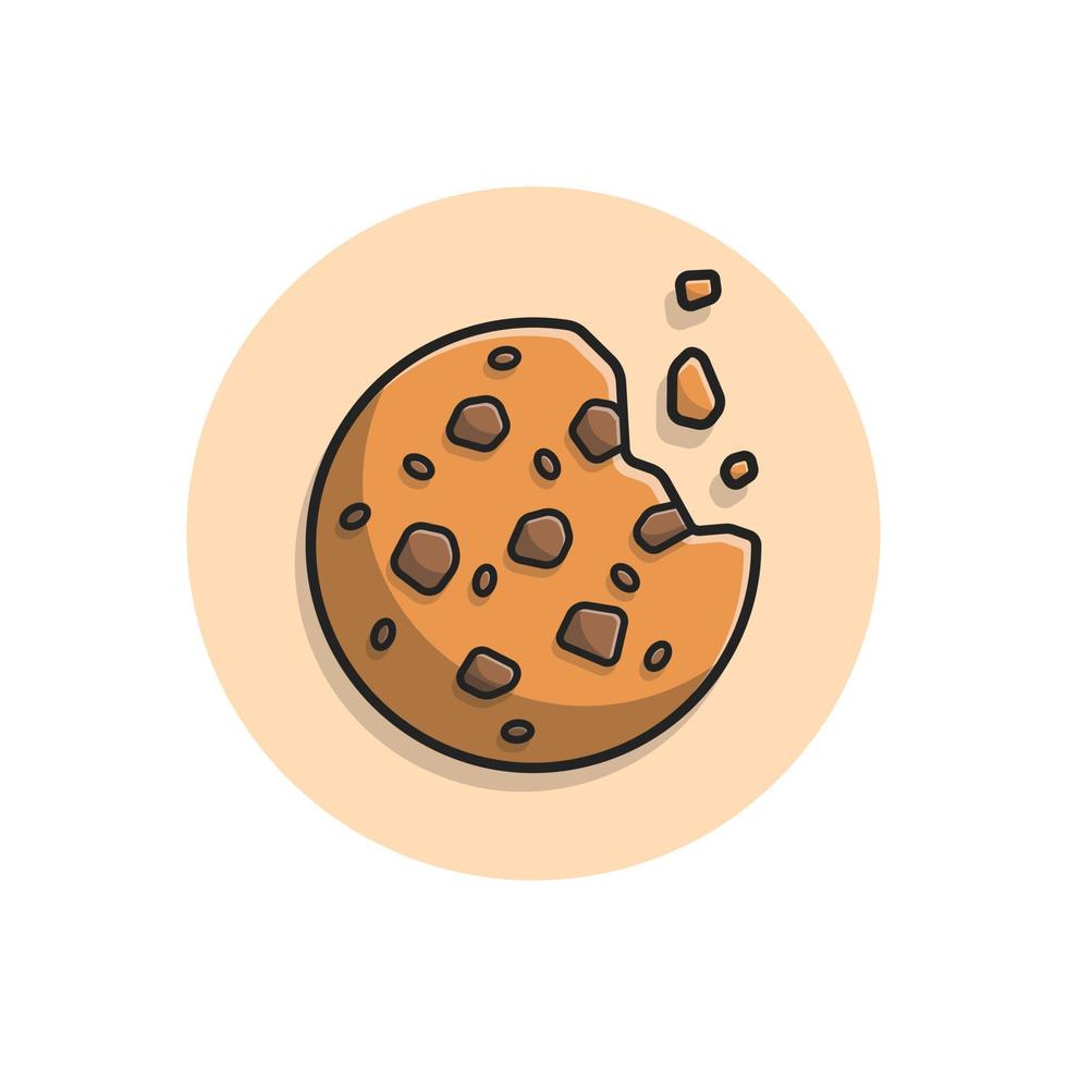 Ilustración de icono de vector de dibujos animados de galletas de chocolate. concepto de icono de bocadillo de comida vector premium aislado. estilo de dibujos animados plana