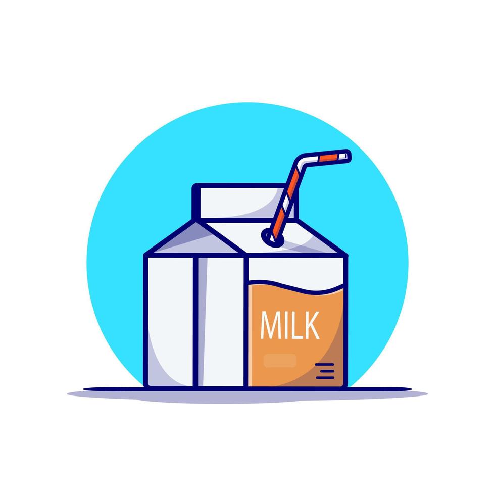 ilustración de icono de vector de dibujos animados de caja de leche. concepto de icono de comida y bebida vector premium aislado. estilo de dibujos animados plana