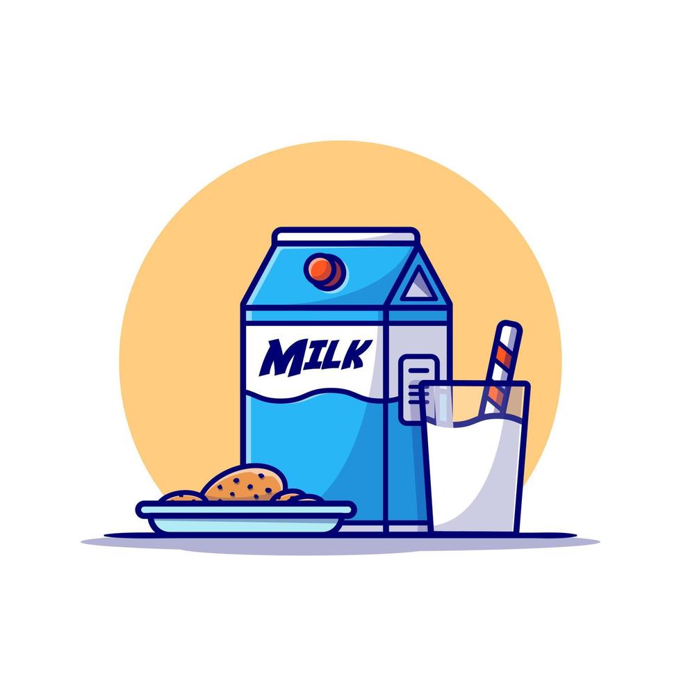 Milk And Cookies Cartoon Vector Icon Illustration. Food Drink  Icon Concept Isolated Premium Vector. Flat Cartoon Style