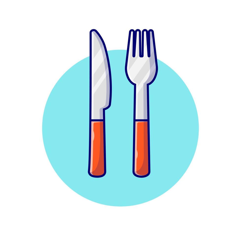 Ilustración de icono de vector de dibujos animados de tenedor y cuchillo. concepto de icono de objeto de comida vector premium aislado. estilo de dibujos animados plana