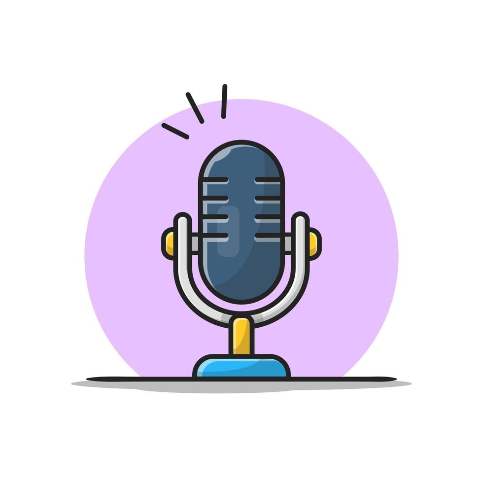 Microphone Cartoon Vector Icon Illustration. Music  Technology Icon Concept Isolated Premium Vector. Flat  Cartoon Style