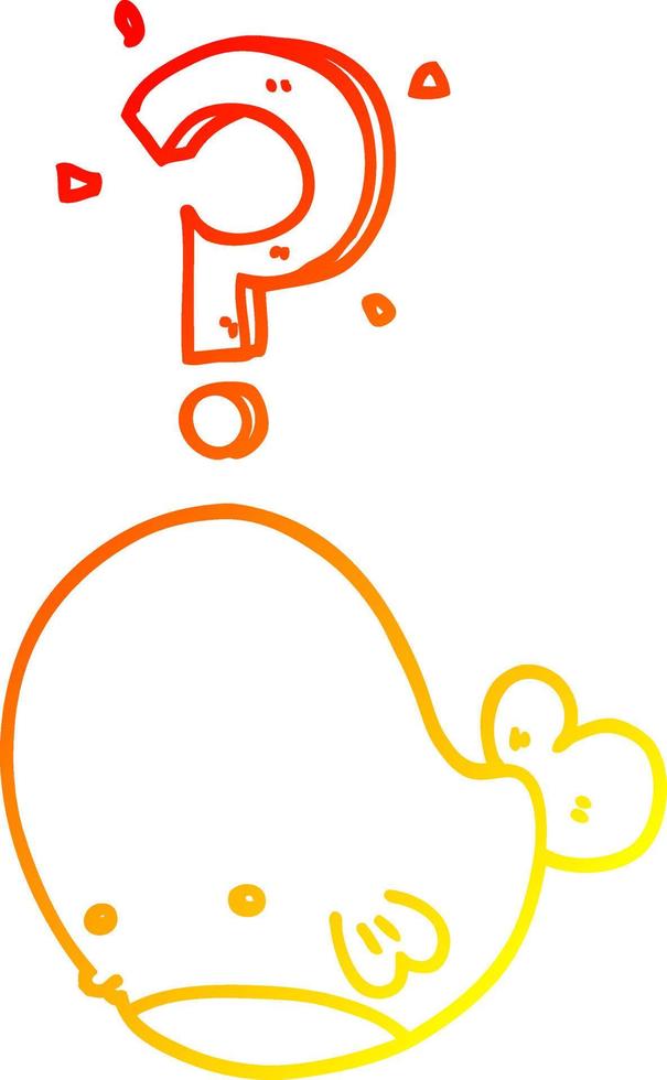 warm gradient line drawing cartoon confused whale vector