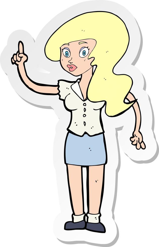 sticker of a cartoon pretty woman with idea vector