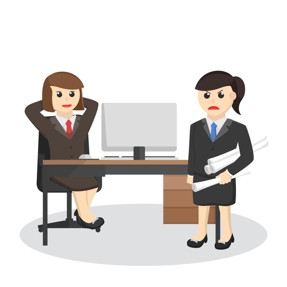 business woman secretary the diligently and the lazy design character on white background vector