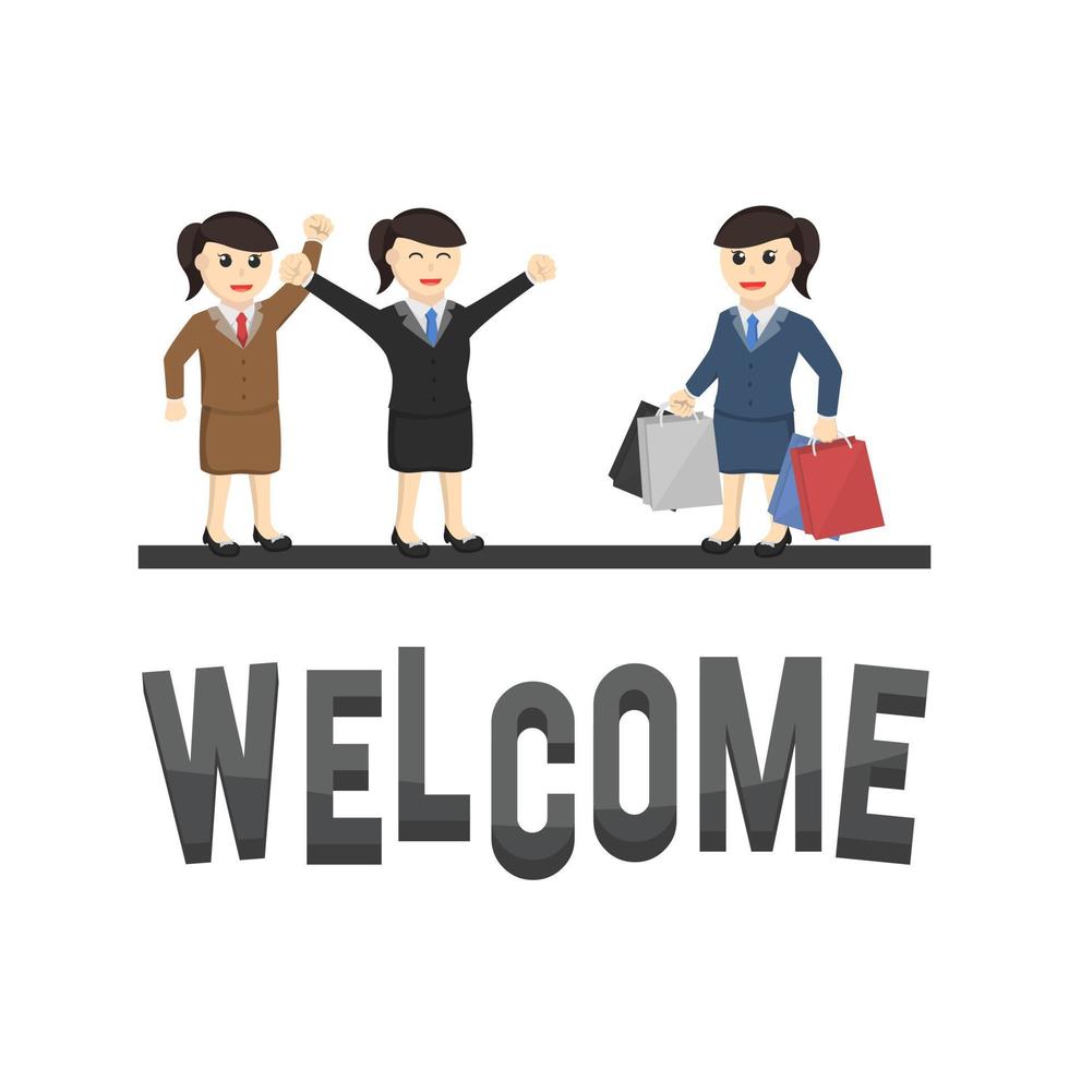 business woman welcome design character vector