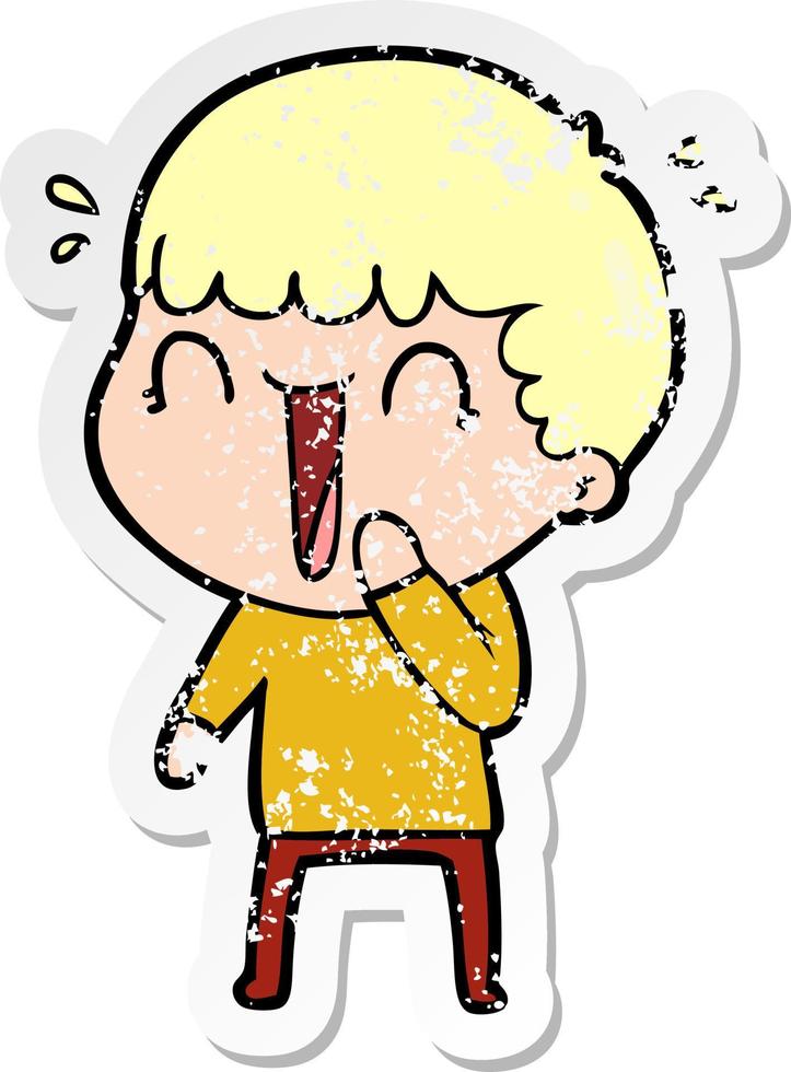 distressed sticker of a laughing cartoon man vector
