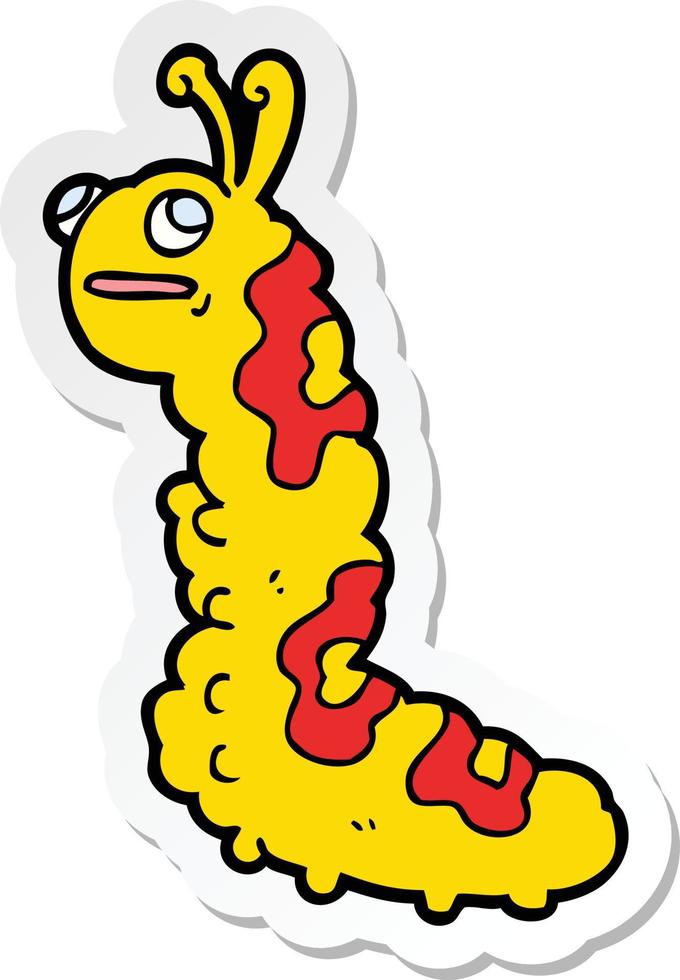 sticker of a funny cartoon caterpillar vector