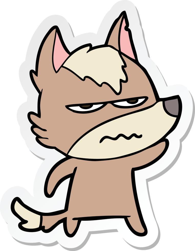 sticker of a cartoon annoyed wolf vector