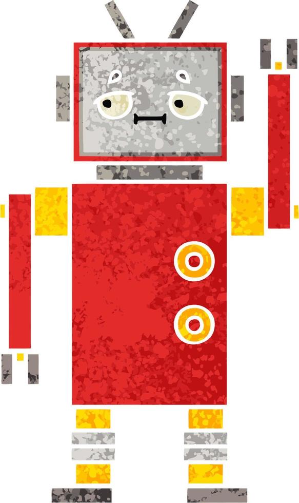 retro illustration style cartoon robot vector