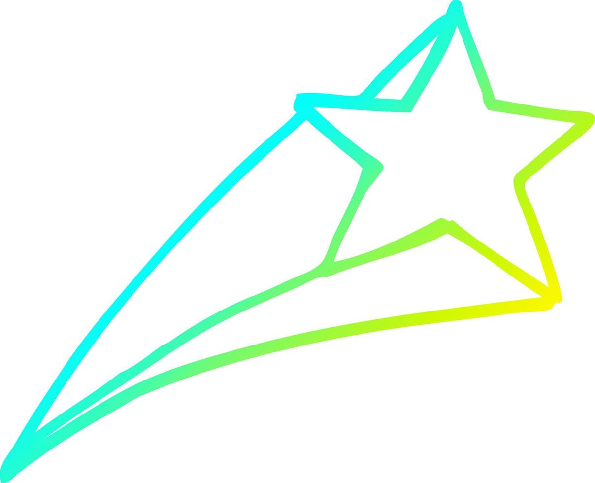 cold gradient line drawing cartoon shooting star vector