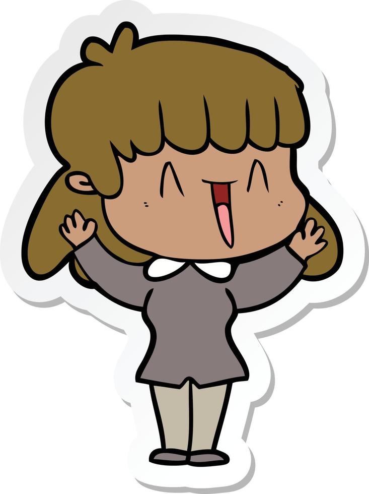 sticker of a cartoon woman vector