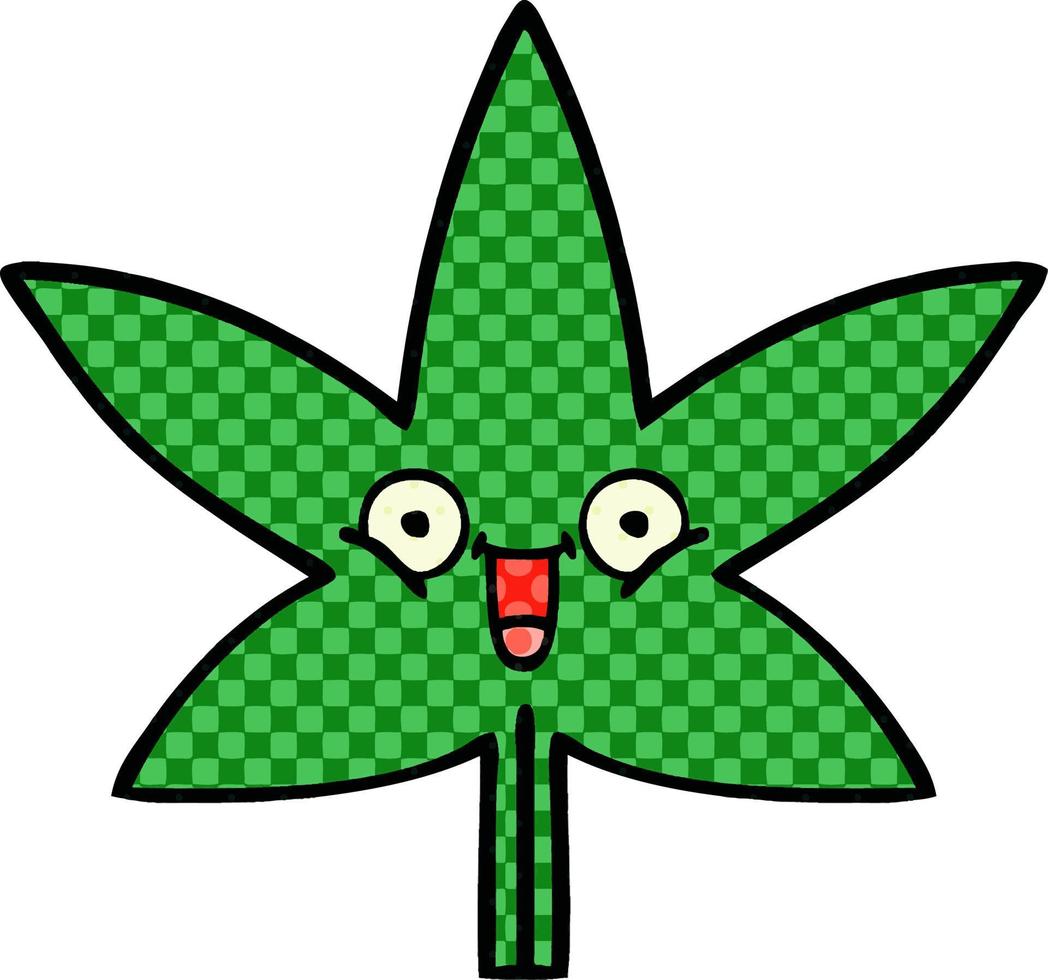 comic book style cartoon marijuana leaf vector