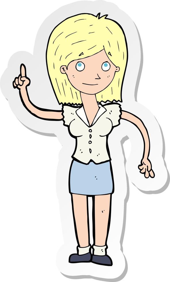 sticker of a cartoon woman with idea vector