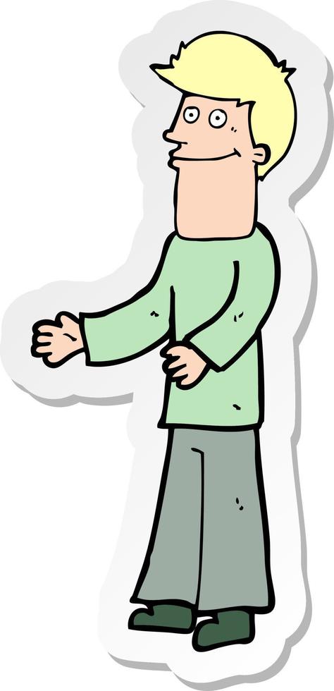 sticker of a cartoon man shrugging shoulders vector