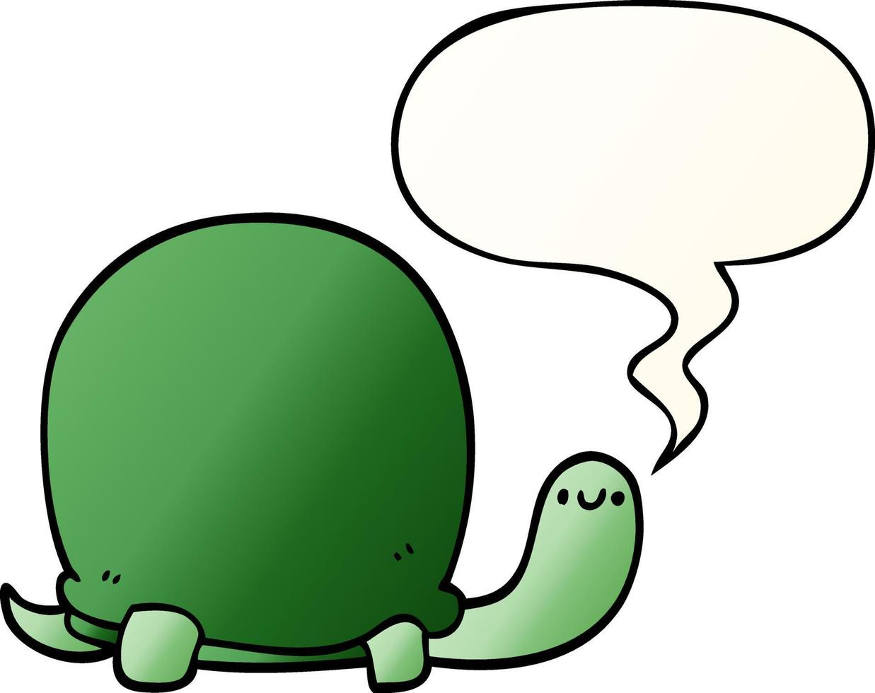 cute cartoon tortoise and speech bubble in smooth gradient style vector