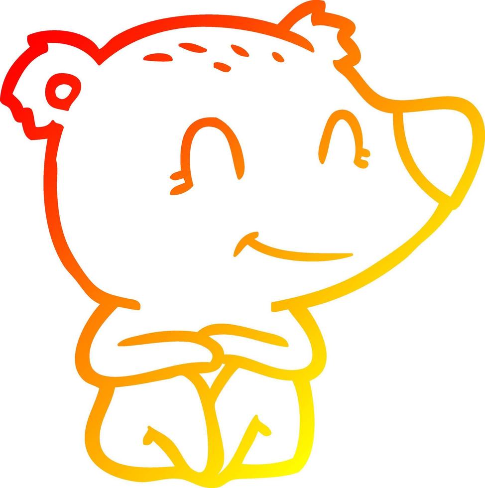 warm gradient line drawing smiling polar bear cartoon vector