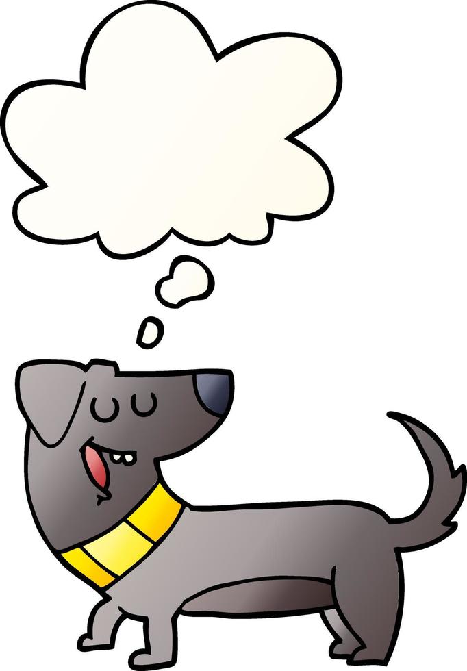 cartoon dog and thought bubble in smooth gradient style vector