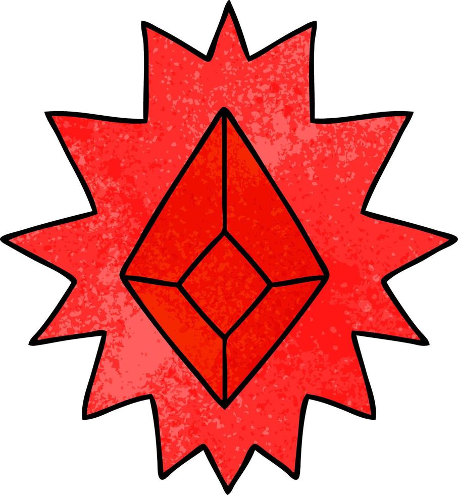 textured cartoon doodle of a red bright jewel vector