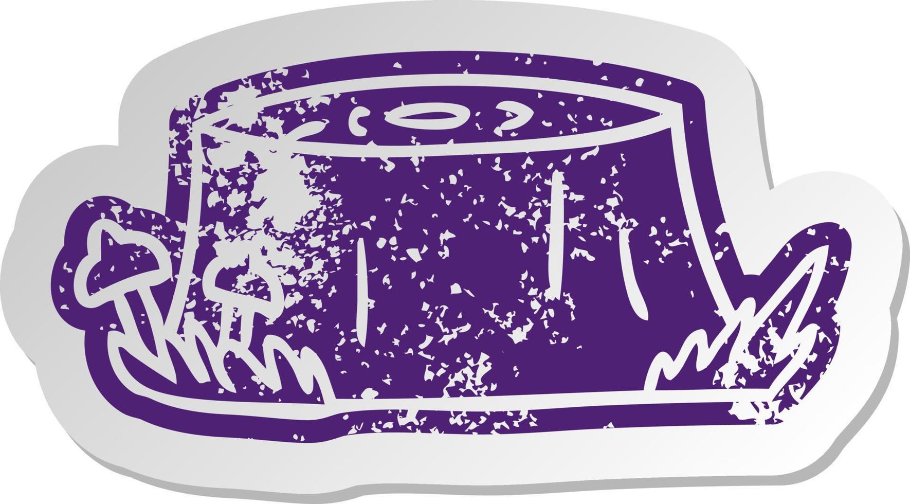 distressed old sticker of a tree log vector